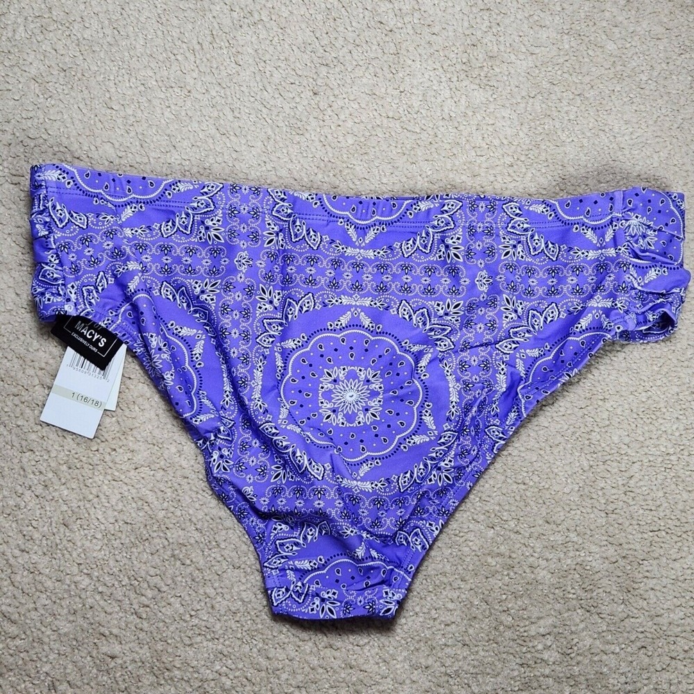 California Waves Plus Purple Mid High Rise Ruched Swimsuit Bottoms Sz 3X (22/24) - Picture 3 of 6